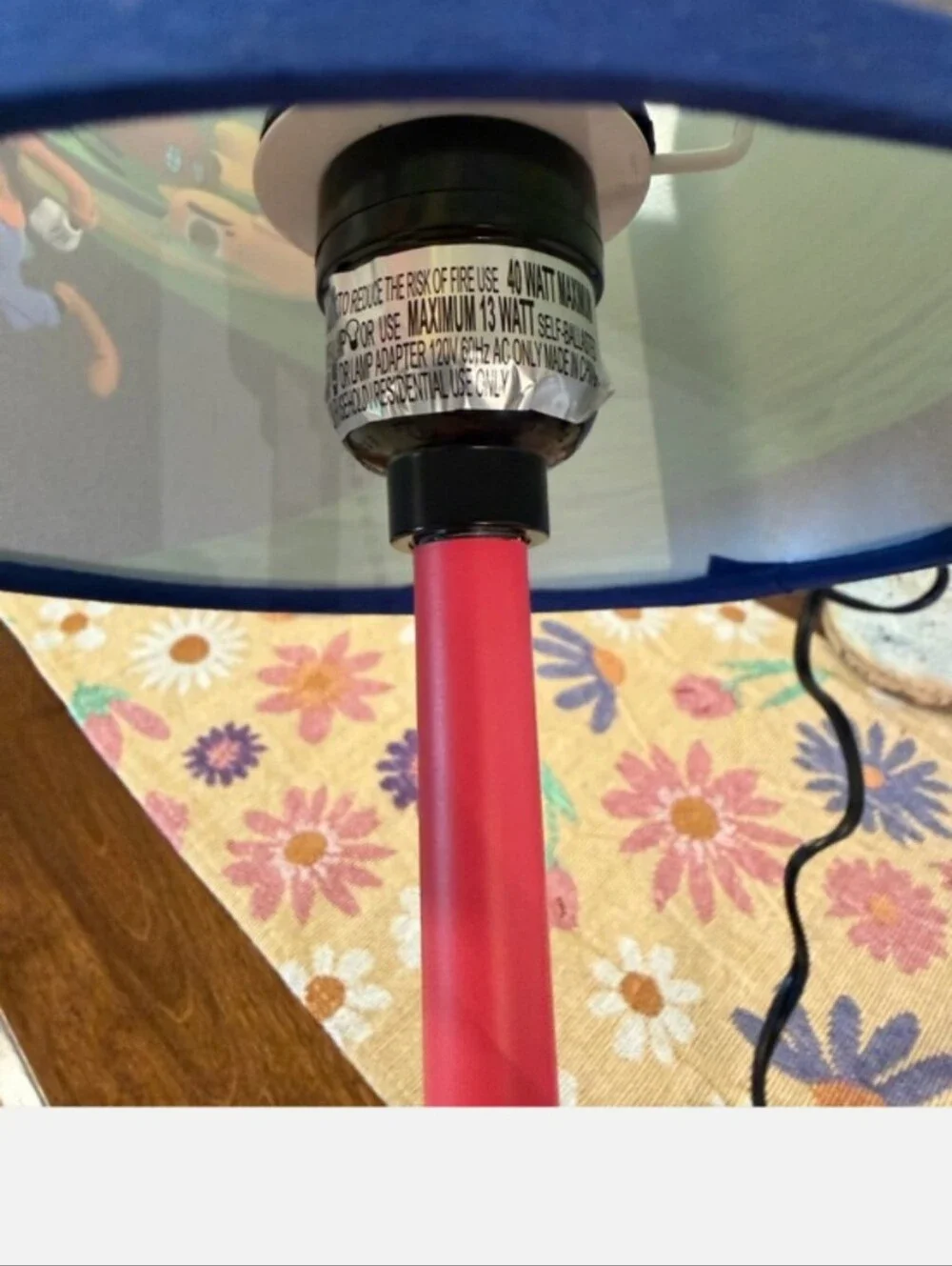 Disney Mickey Mouse Red Table Lamp Pull Chain 15” Kids Bedroom Nursery Idea Nuov